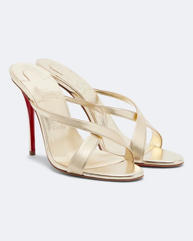 Christian Louboutin Sandalen Mulazee Cross aus Metallic-Leder Gold
