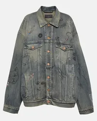 Balenciaga Verzierte Oversize-Jeansjacke Blau