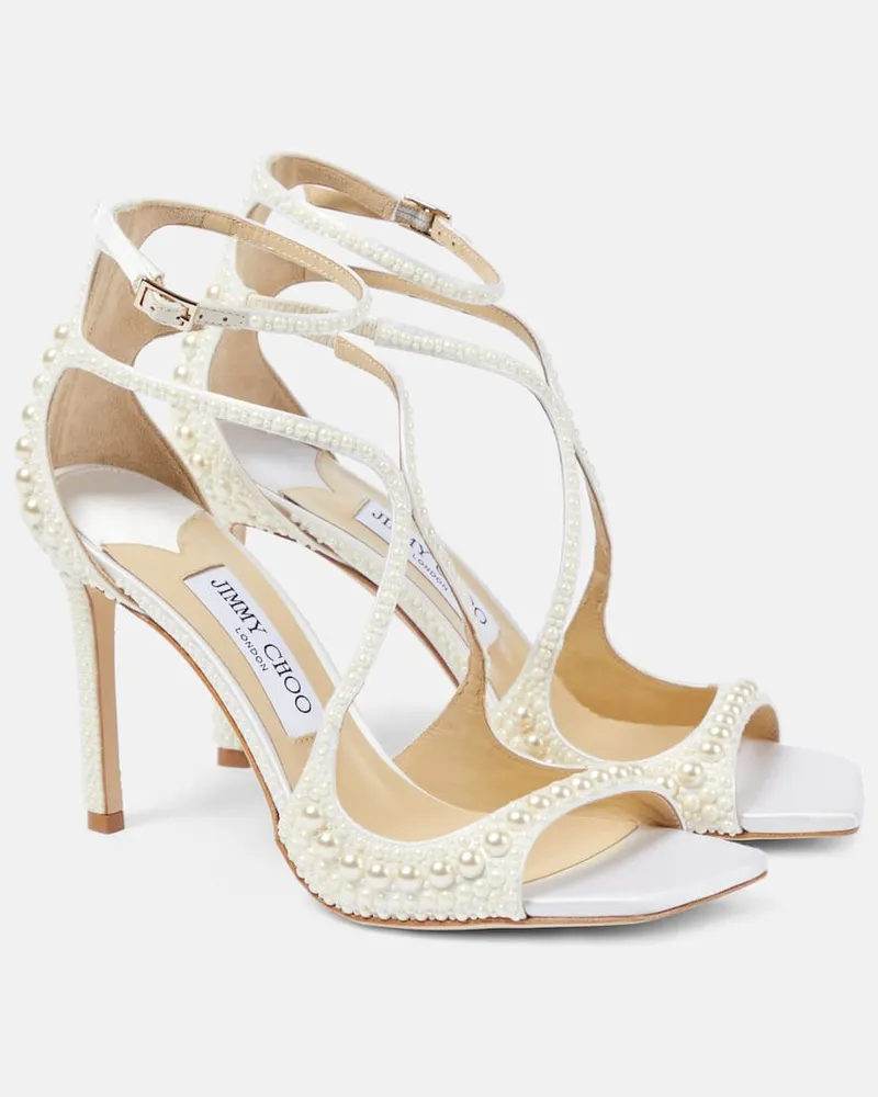 Jimmy Choo Bridal Verzierte Sandalen Azia aus Leder Weiß