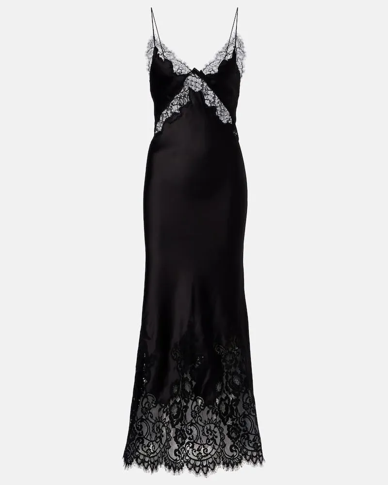 Rebecca Vallance Slipdress Tamera aus Satin mit Spitze Schwarz