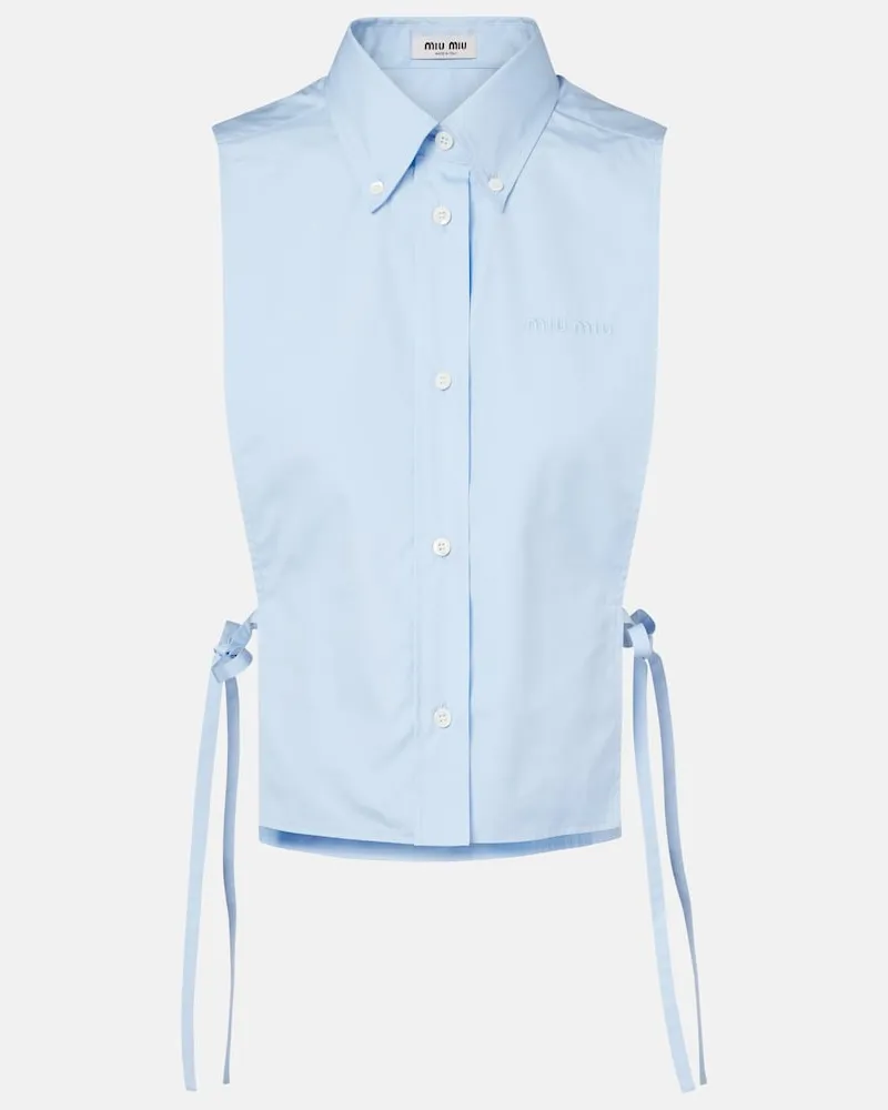 Miu Miu Cropped-Hemd aus Baumwollpopeline Blau