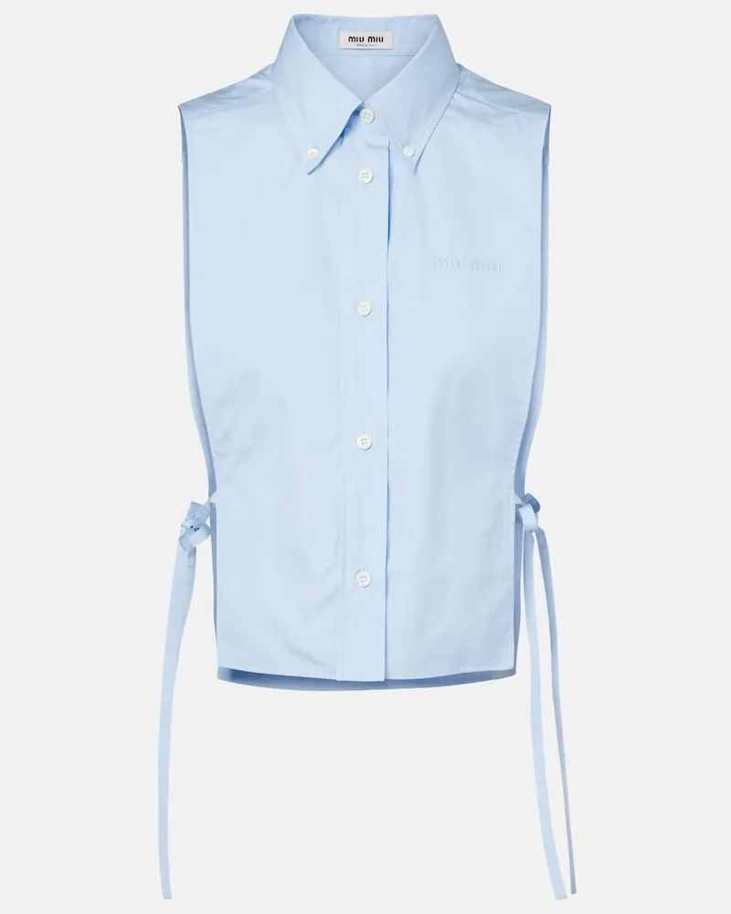 Miu Miu Cropped-Hemd aus Baumwollpopeline Blau