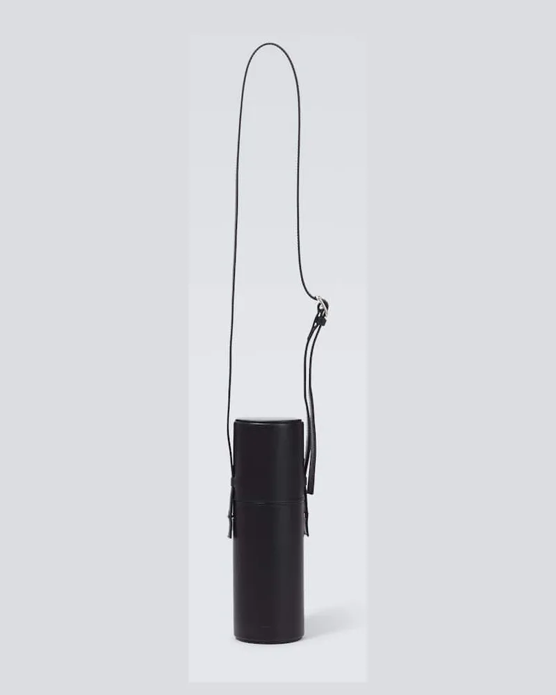Jil Sander Trinkflasche mit Etui aus Leder Silber