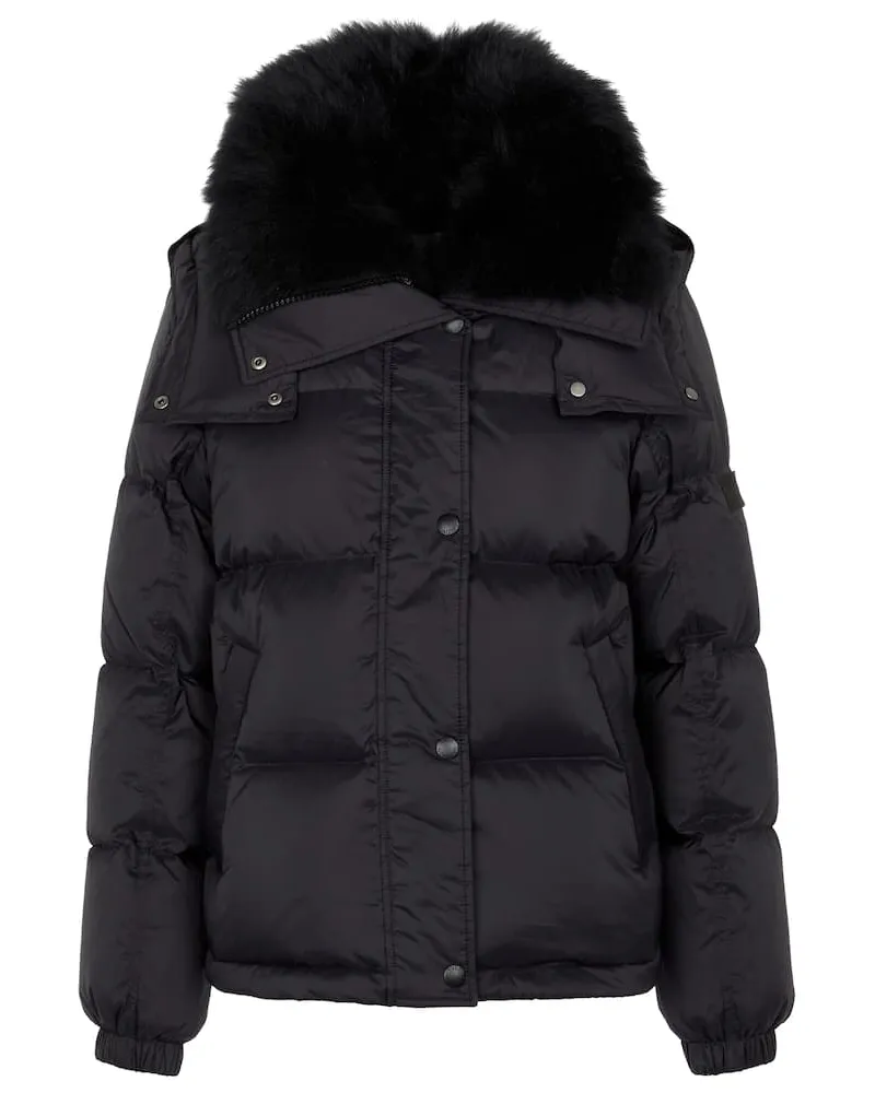 Yves Salomon Daunenjacke mit Shearling Schwarz