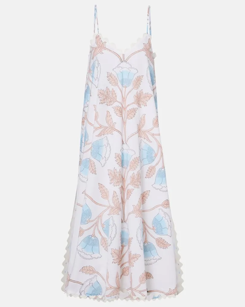 Juliet Dunn Bedrucktes Slipdress aus Baumwolle Weiß