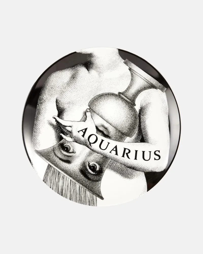 Fornasetti Wandteller Tema e Variazioni Aquarius Nr. 358 Schwarz