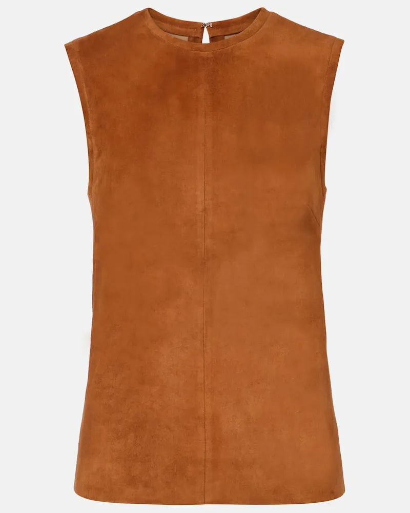Stouls Top Miuccia aus Veloursleder Braun
