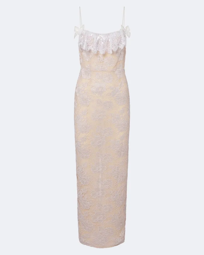 Alessandra Rich Slip-Kleid aus Spitze mit Pailletten Grau