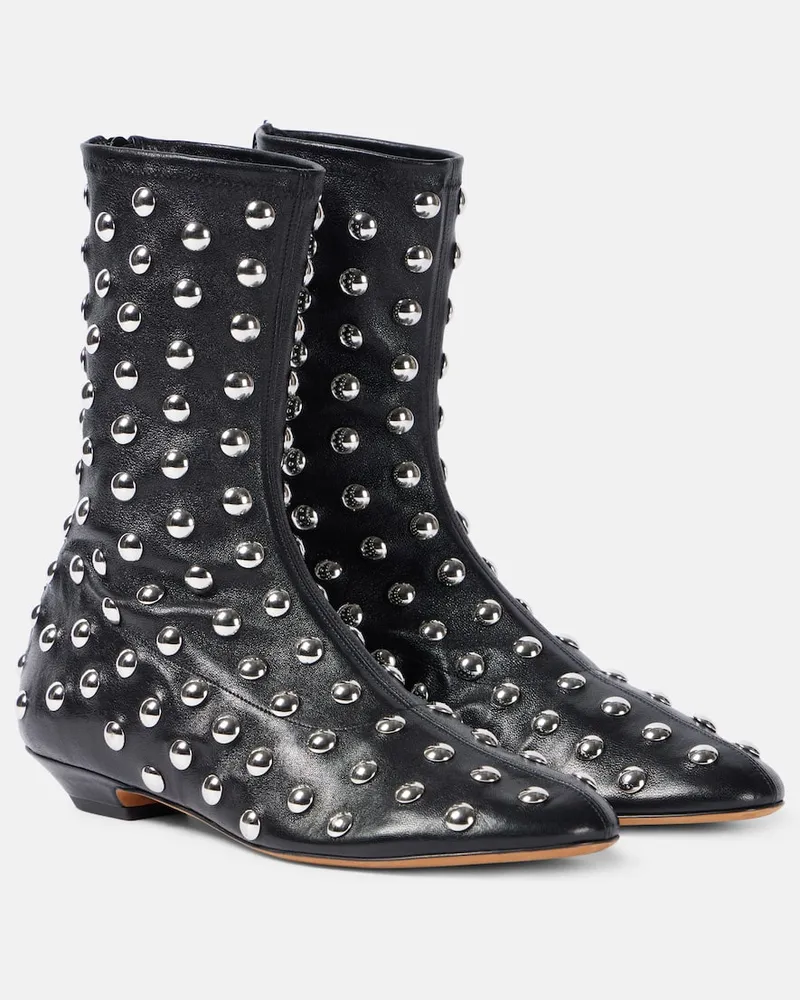 KHAITE Verzierte Ankle Boots Apollo aus Leder Schwarz