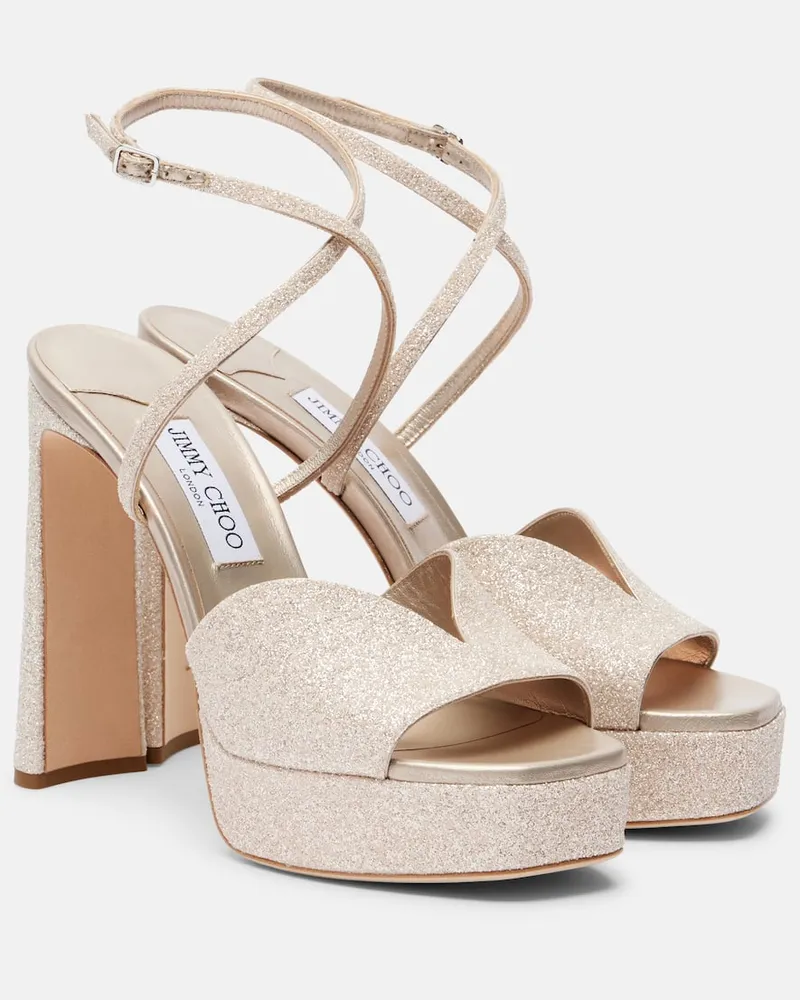 Jimmy Choo Plateausandalen Karli 125 mit Glitter Gold