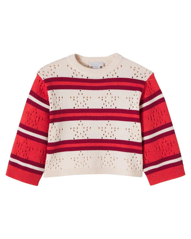Stella McCartney Kids Pullover aus Baumwolle und Wolle Rot