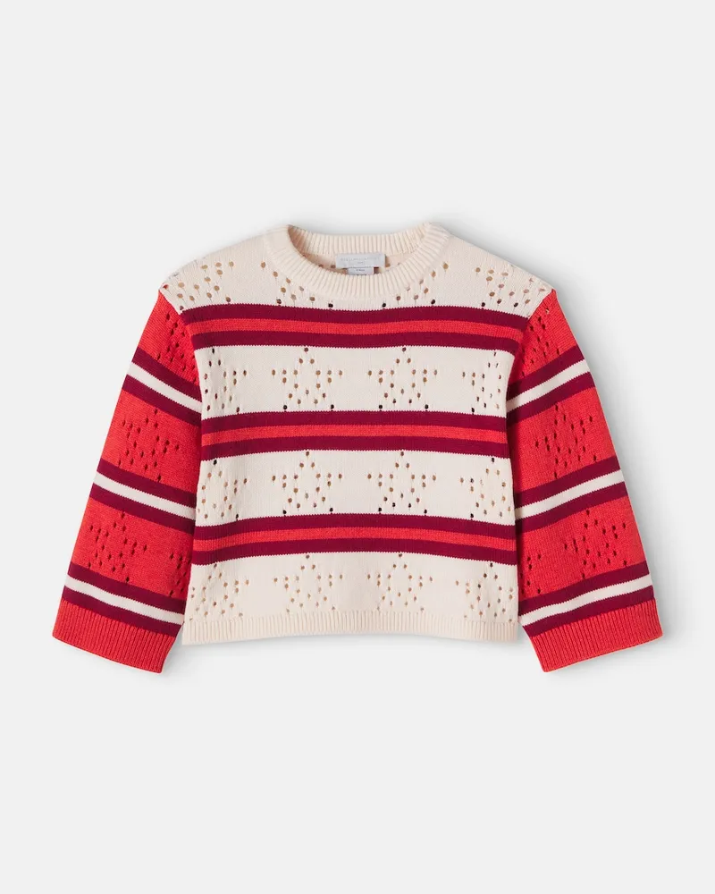 Stella McCartney Kids Pullover aus Baumwolle und Wolle Rot