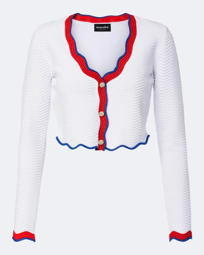 Retrofête Retrofête Cardigan Orlaithe aus Rippstrick Weiß