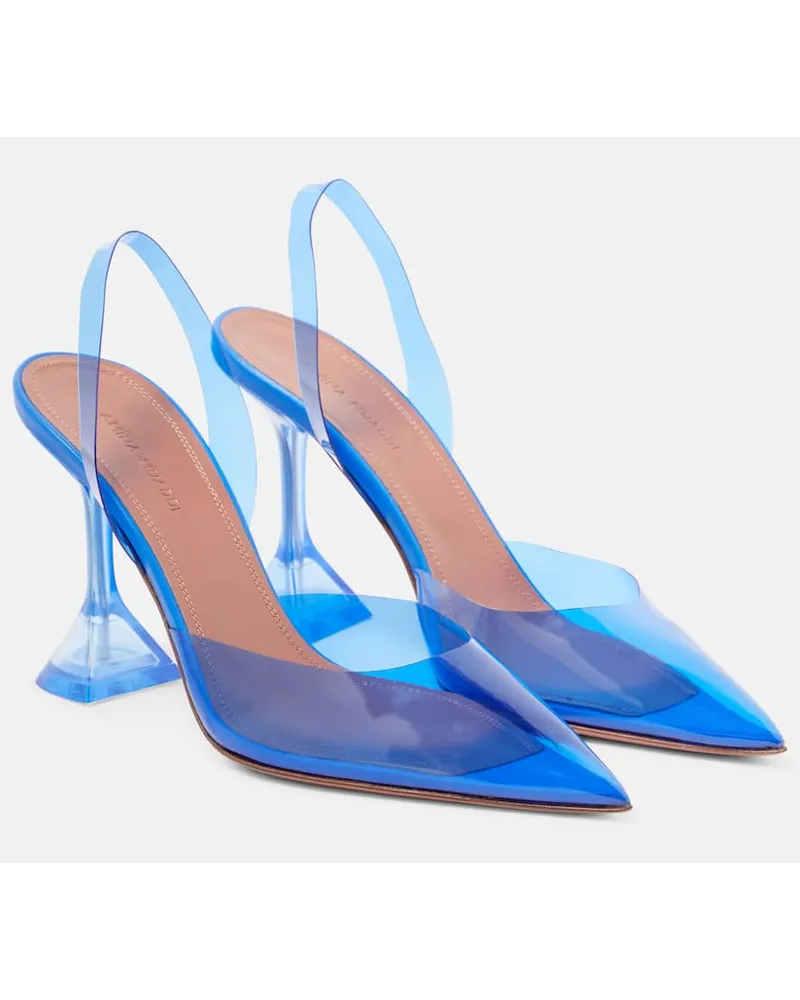 Amina Muaddi Slingback-Pumps Holli Glass aus PVC Blau