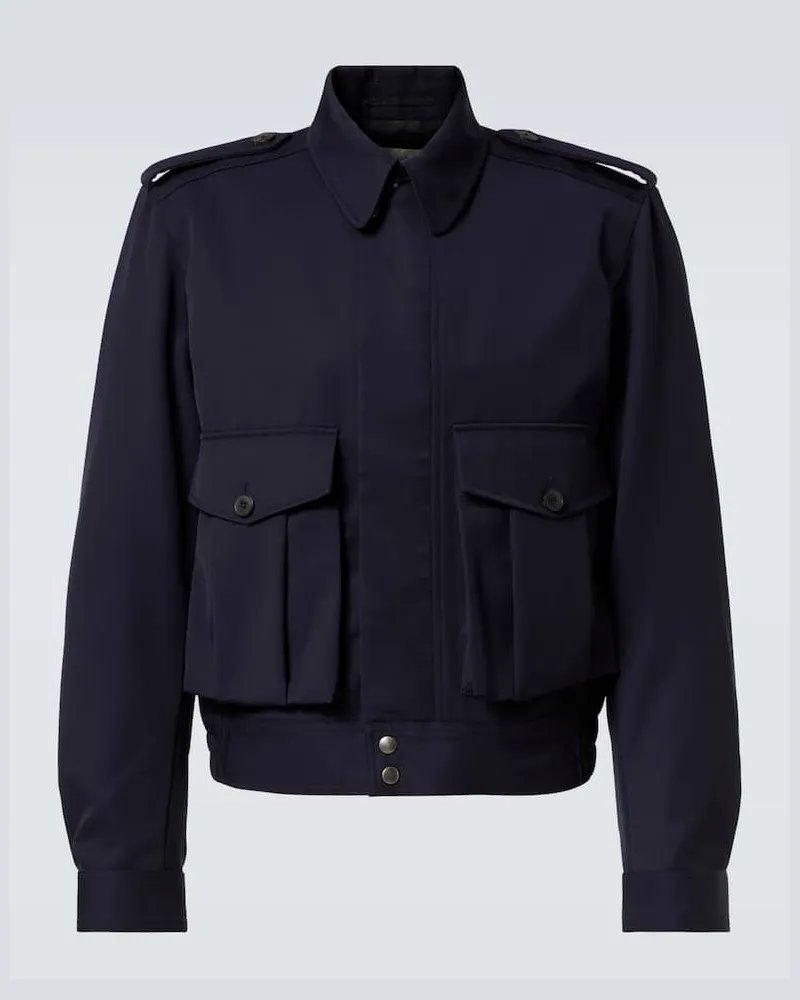 Dries van Noten Jacke aus Woll-Gabardine Blau