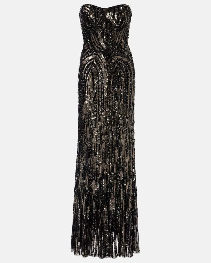 Jenny Packham Verzierte Bustier-Robe Euphoria Schwarz