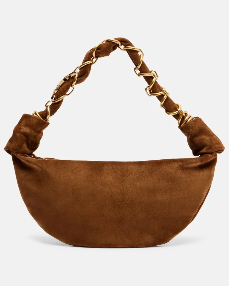 Saint Laurent Schultertasche Amalia Mini aus Veloursleder Braun