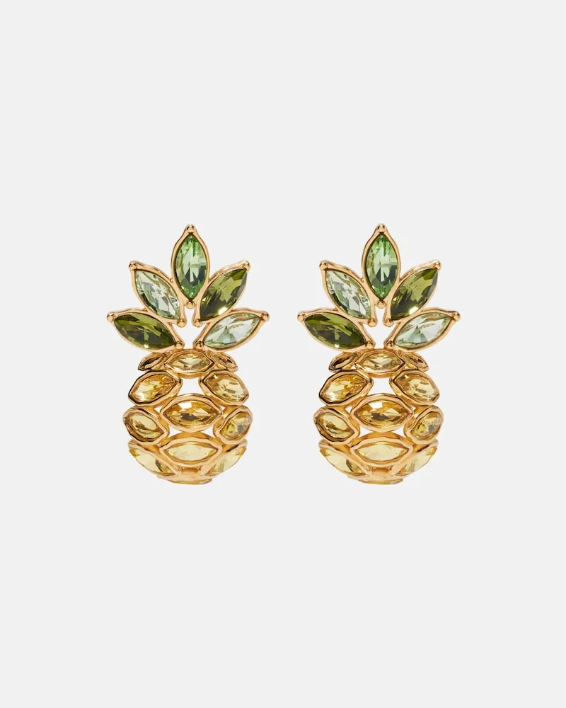Oscar de la Renta Verzierte Ohrringe Pineapple Gold