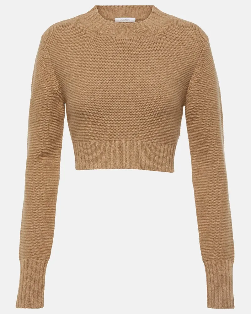 Max Mara Cropped-Pullover Kaya aus Kaschmir Nude