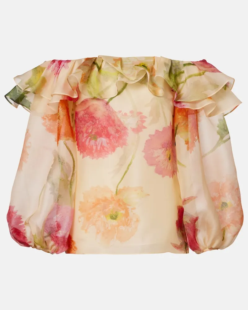 Carolina Herrera New York Off-Shoulder-Top aus Seidenorganza Multicolor