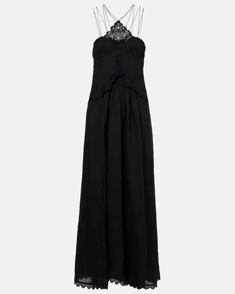 Isabel Marant Maxikleid Lindy mit Spitze Schwarz