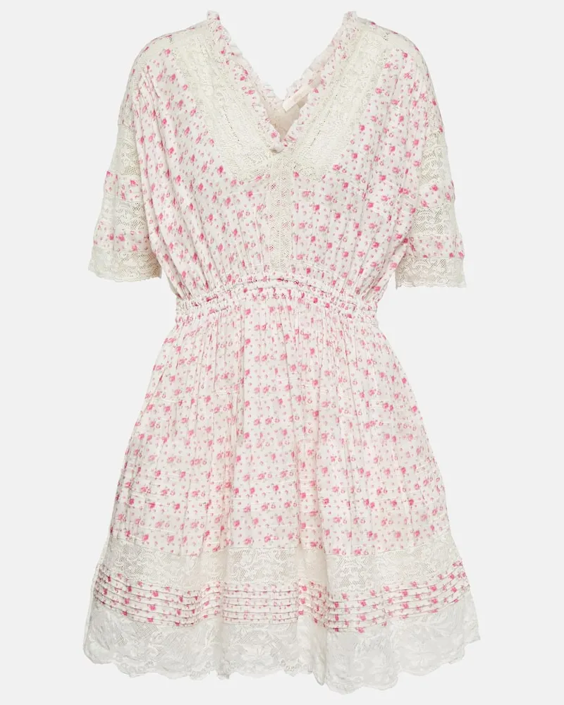 LoveShackFancy Minikleid Newton aus Baumwolle Weiß