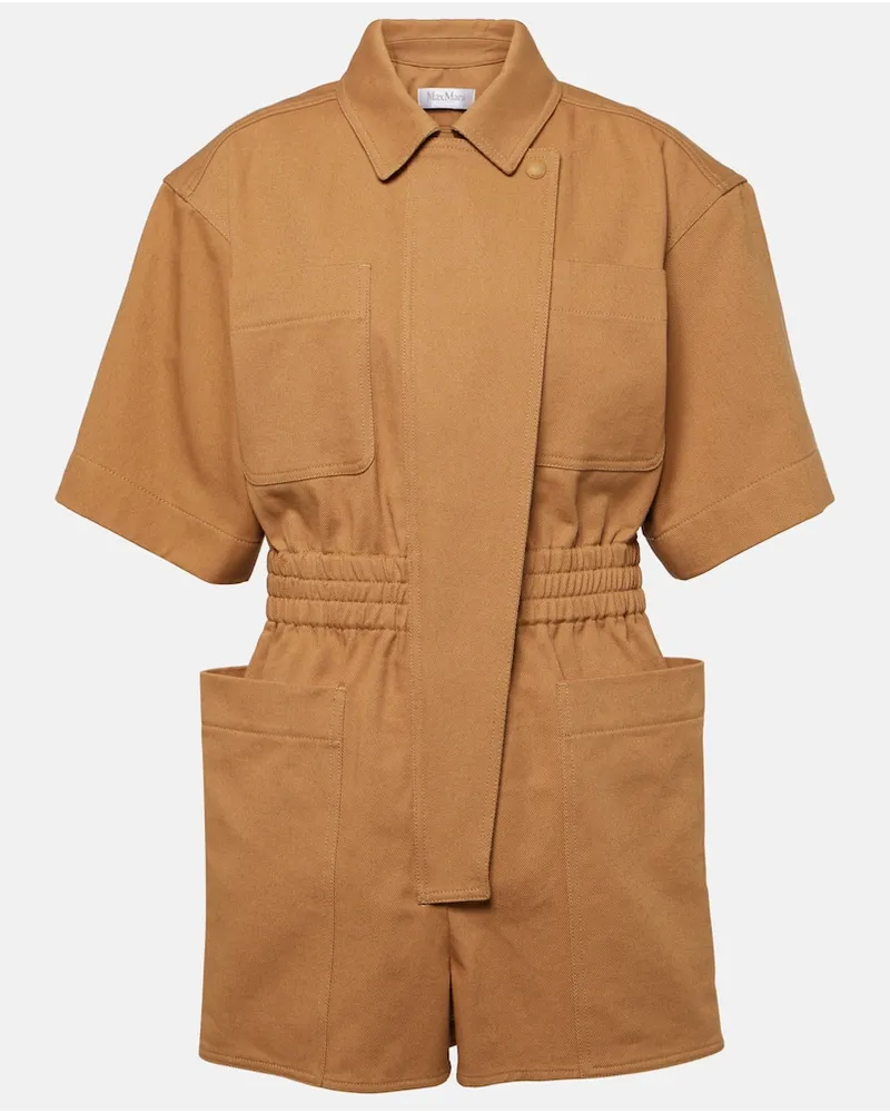 Max Mara Playsuit Angora aus Baumwoll-Drill Braun