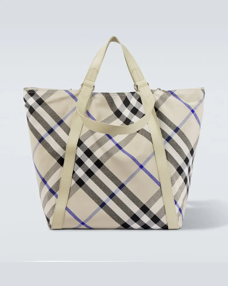 Burberry Tote Bag Burberry Check Large aus Jacquard Weiß