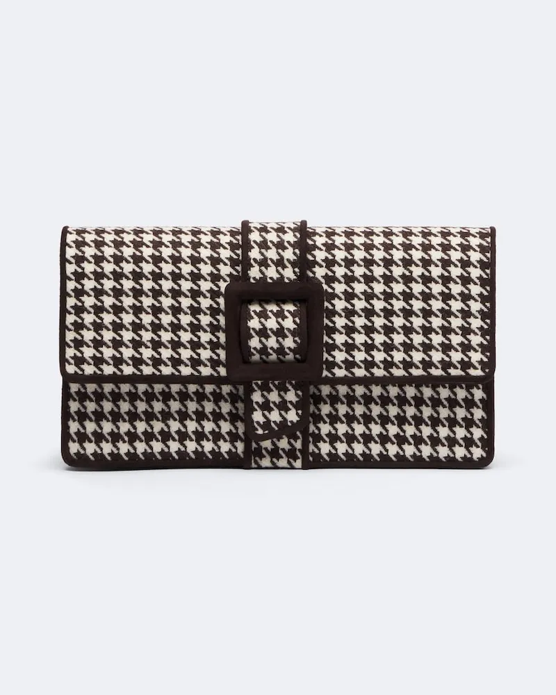 Manolo Blahnik Clutch Maycap mit Veloursleder Braun