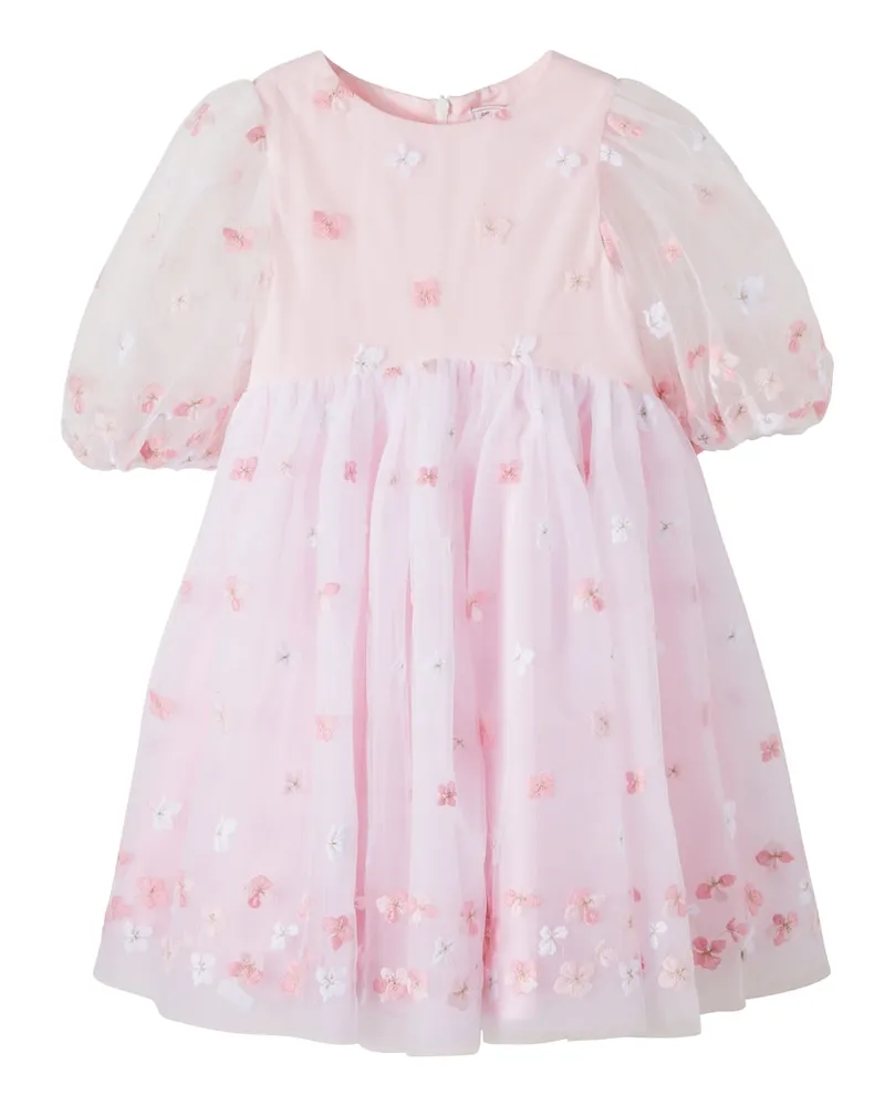 Tartine et Chocolat Besticktes Kleid aus Tüll Rosa