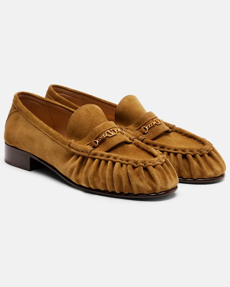 Valentino Garavani Loafers VLogo aus Veloursleder Beige