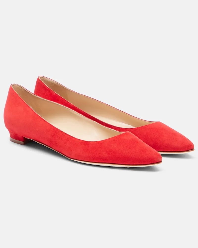 Manolo Blahnik Ballerinas BB aus Veloursleder Rot