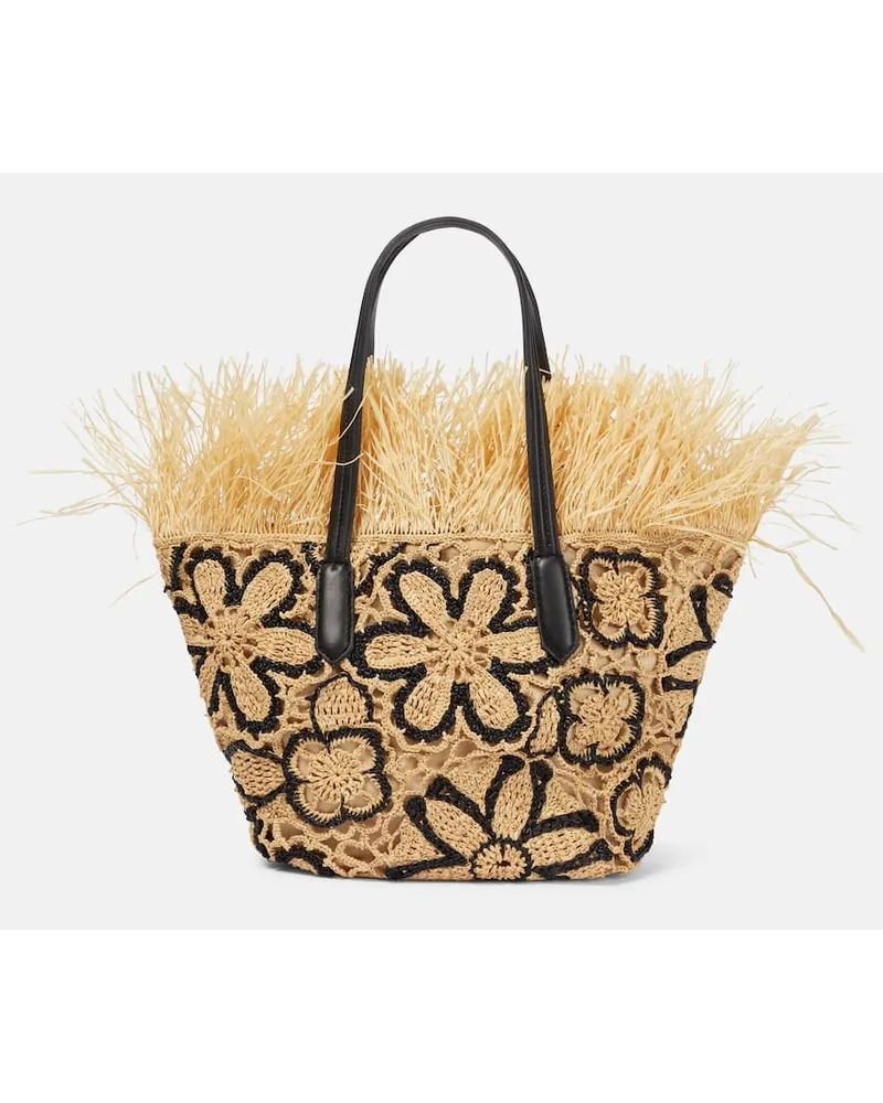 Oscar de la Renta Tote aus Stroh und Häkelstrick Multicolor