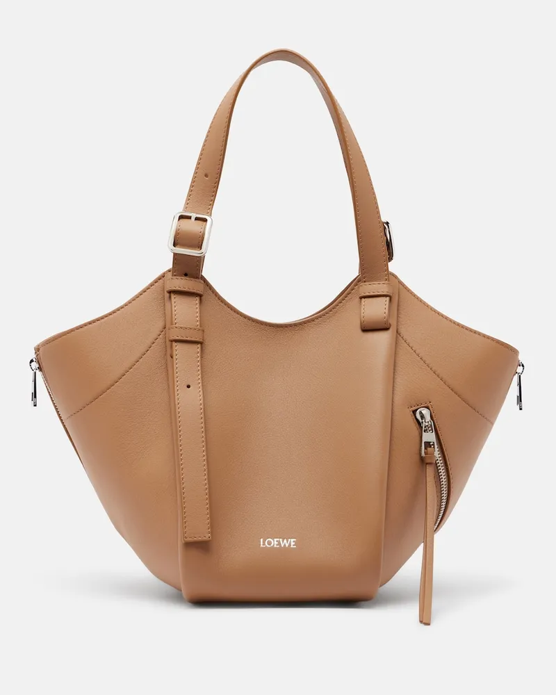 Loewe Tote Hammock Flip Medium aus Leder Braun