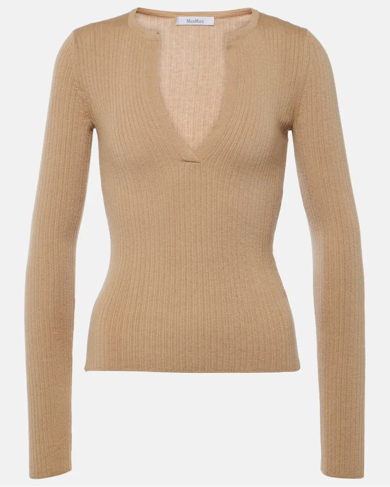 Max Mara Pullover aus Seide und Kaschmir Beige