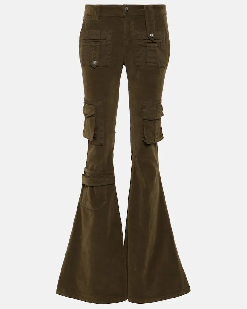 Blumarine Low-Rise-Cargohose aus Samt Grün