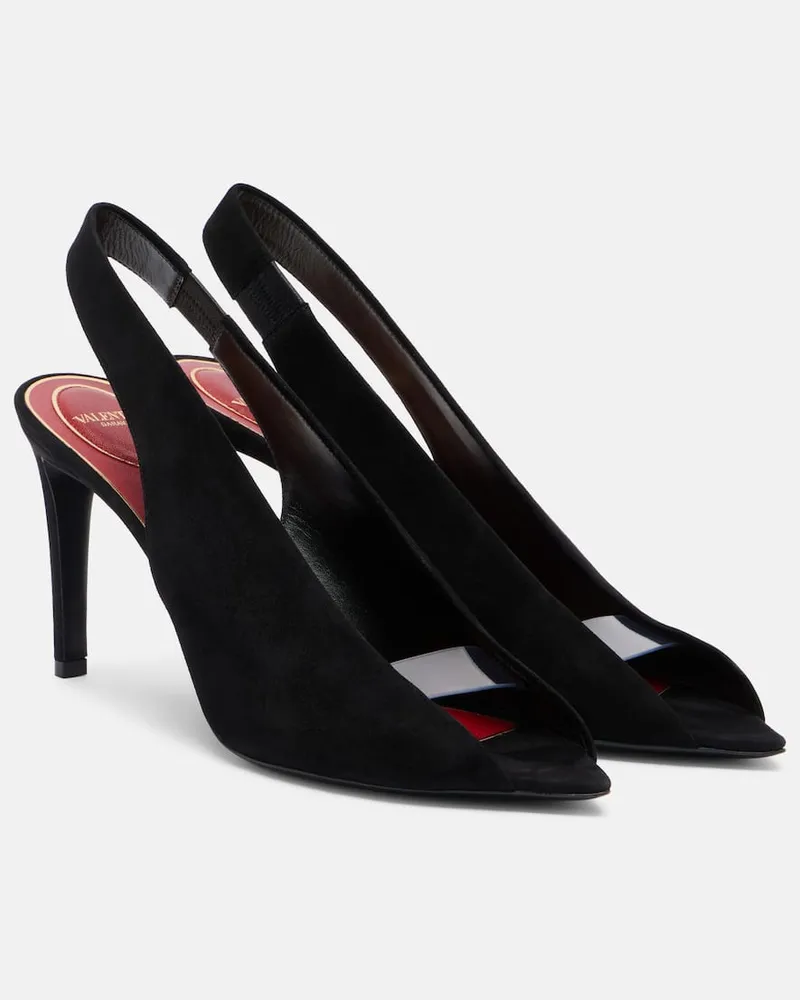 Valentino Garavani Peeptoe-Pumps Révélé aus Veloursleder Schwarz