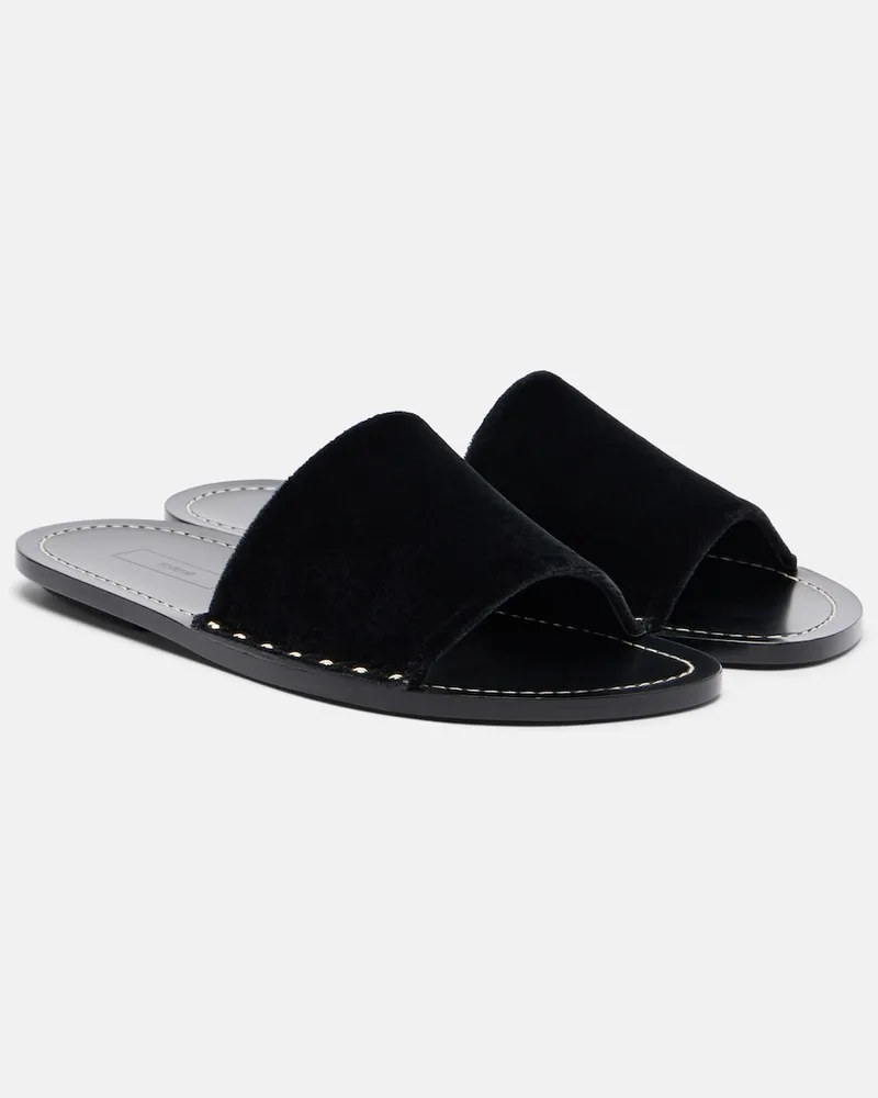 Totême Verzierte Pantoletten aus Samt Schwarz