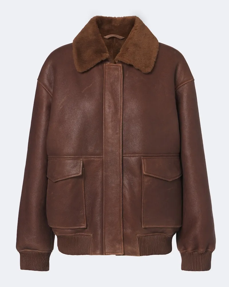 Arma Jacke Riley aus Leder mit Shearling Braun
