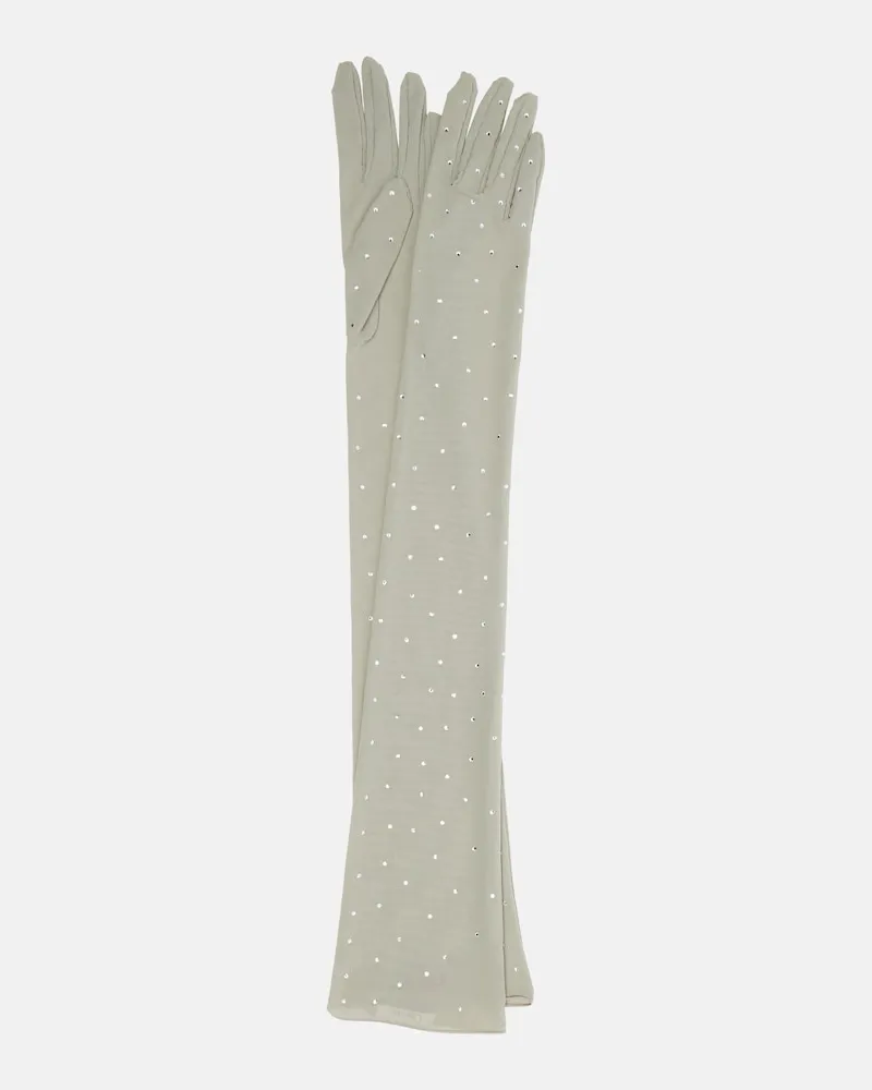Oséree Oséree Verzierte Handschuhe aus Mesh Grau