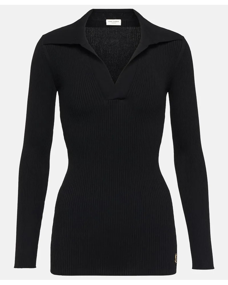 Saint Laurent Pullover aus Rippstrick Schwarz