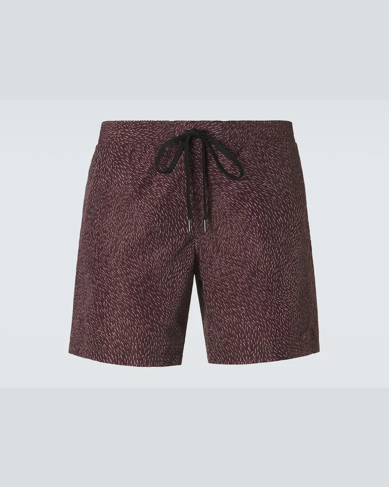 Brioni Bedruckte Badehose Burgunderrot