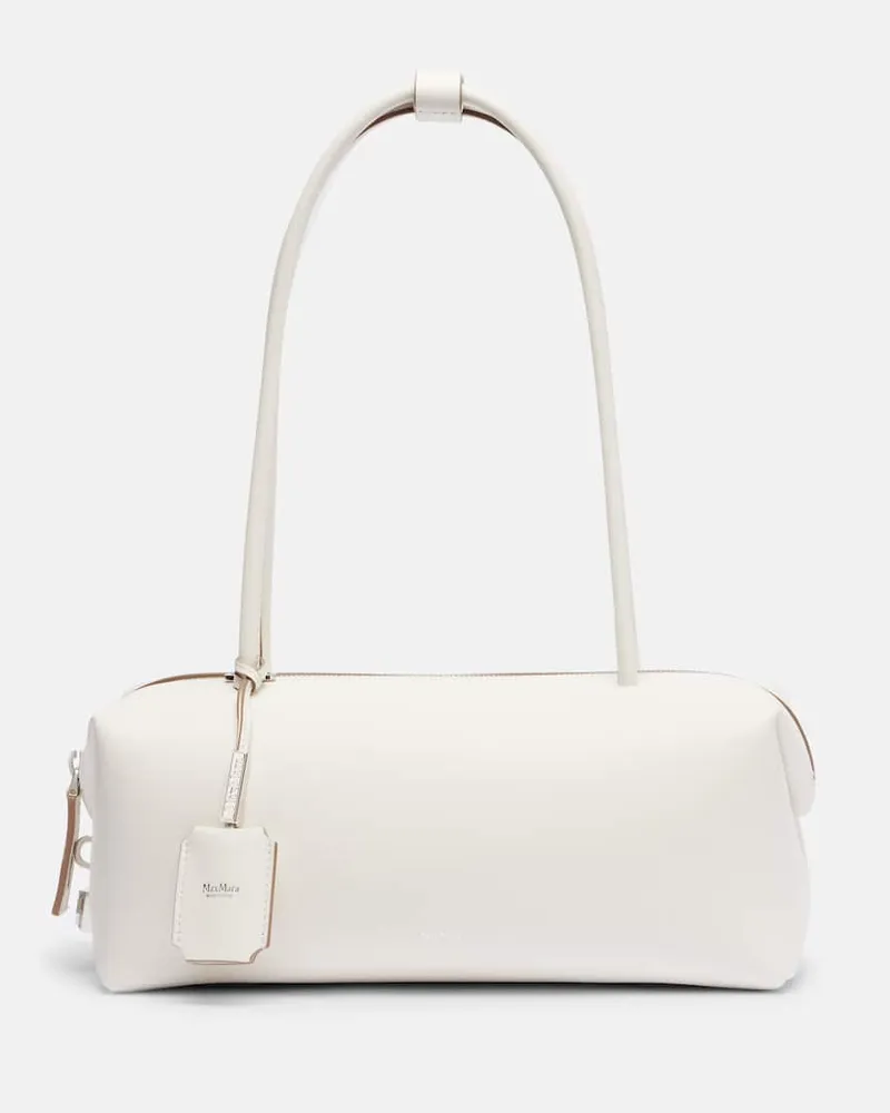Max Mara Schultertasche Holdall Small aus Leder Weiß