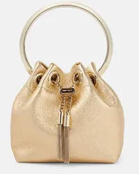 Jimmy Choo Bucket-Bag Bon Bon Micro aus Metallic-Leder Gold