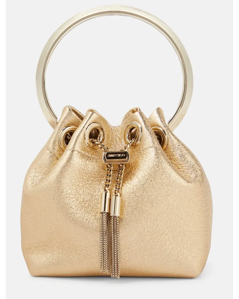 Jimmy Choo Bucket-Bag Bon Bon Micro aus Metallic-Leder Gold