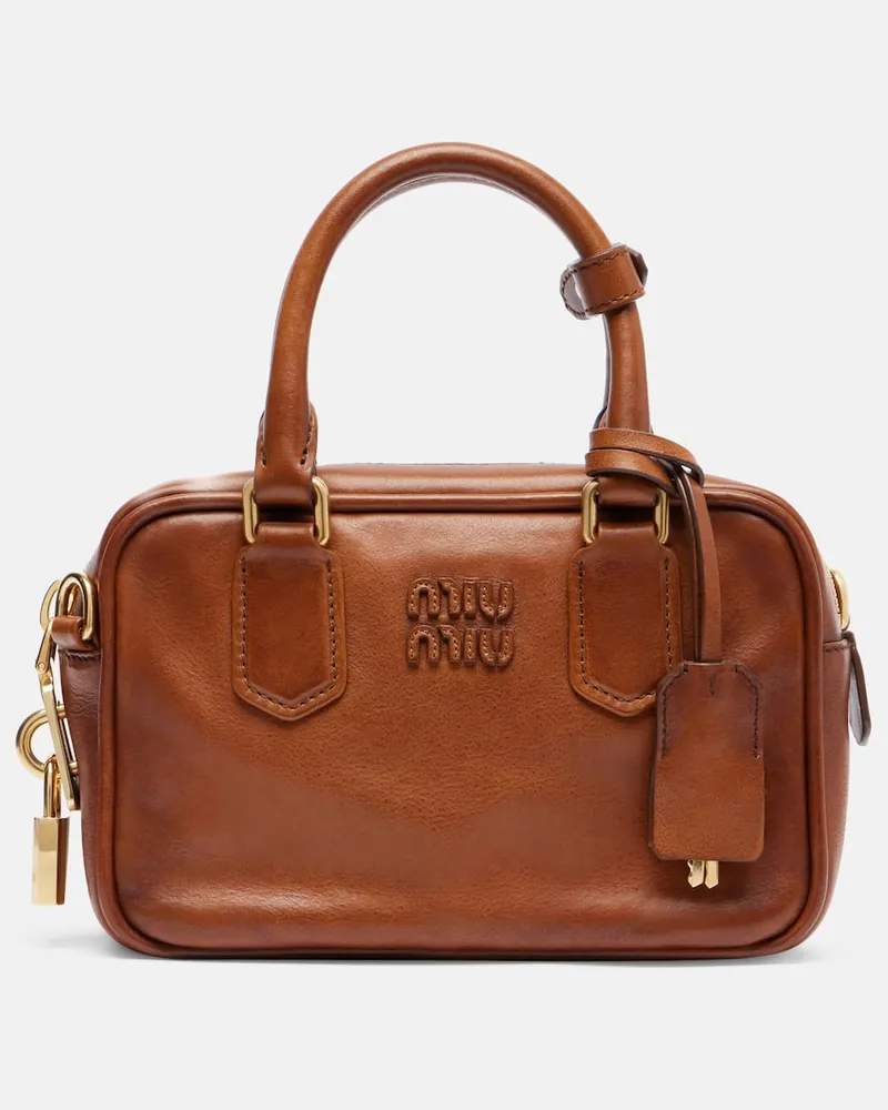 Miu Miu Tote Bag Arcadie Small aus Leder Braun