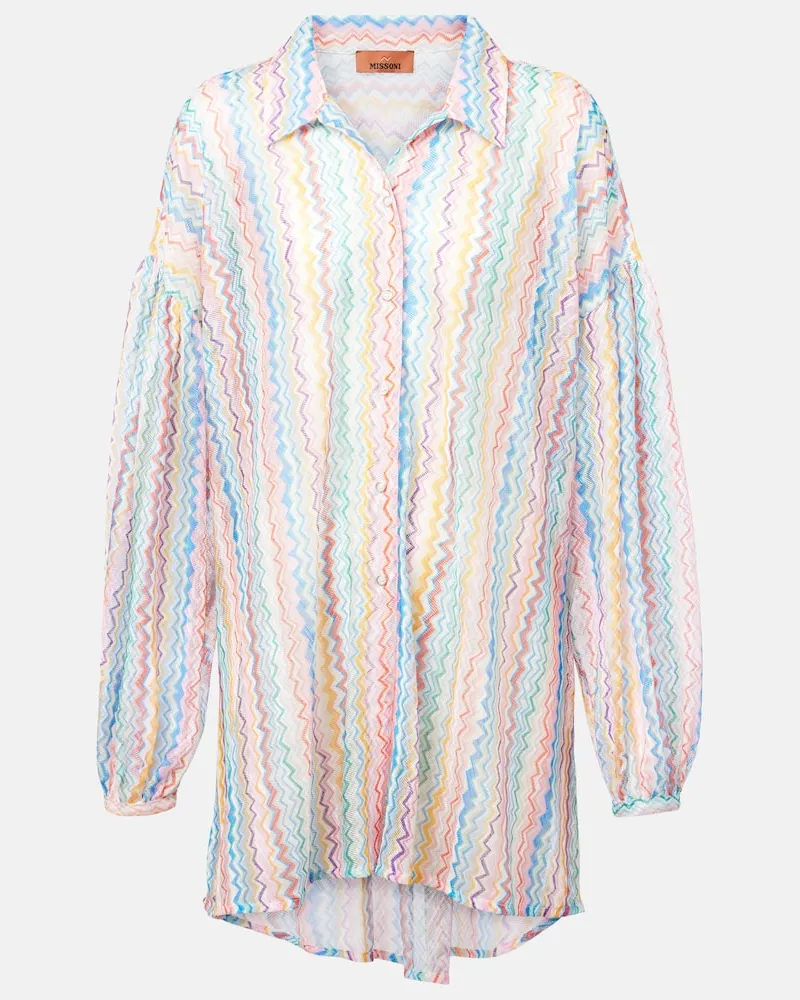 Missoni Oversize-Hemd aus Häkelstrick Multicolor
