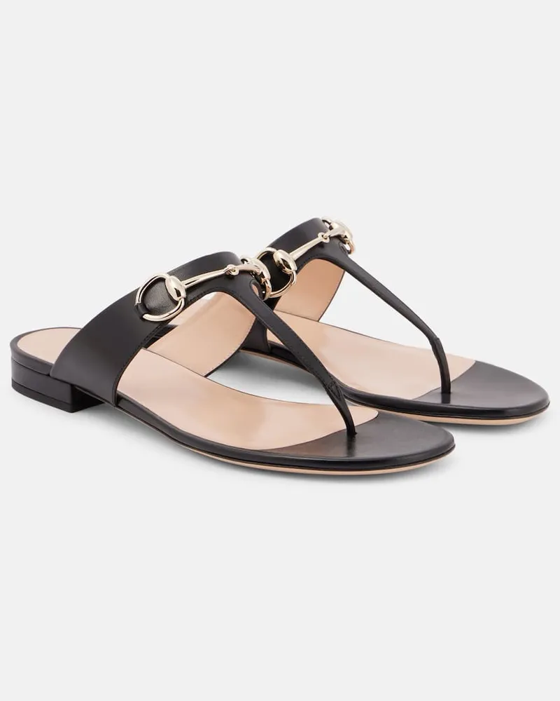 Gucci Sandalen Lady Horsebit aus Leder Beige