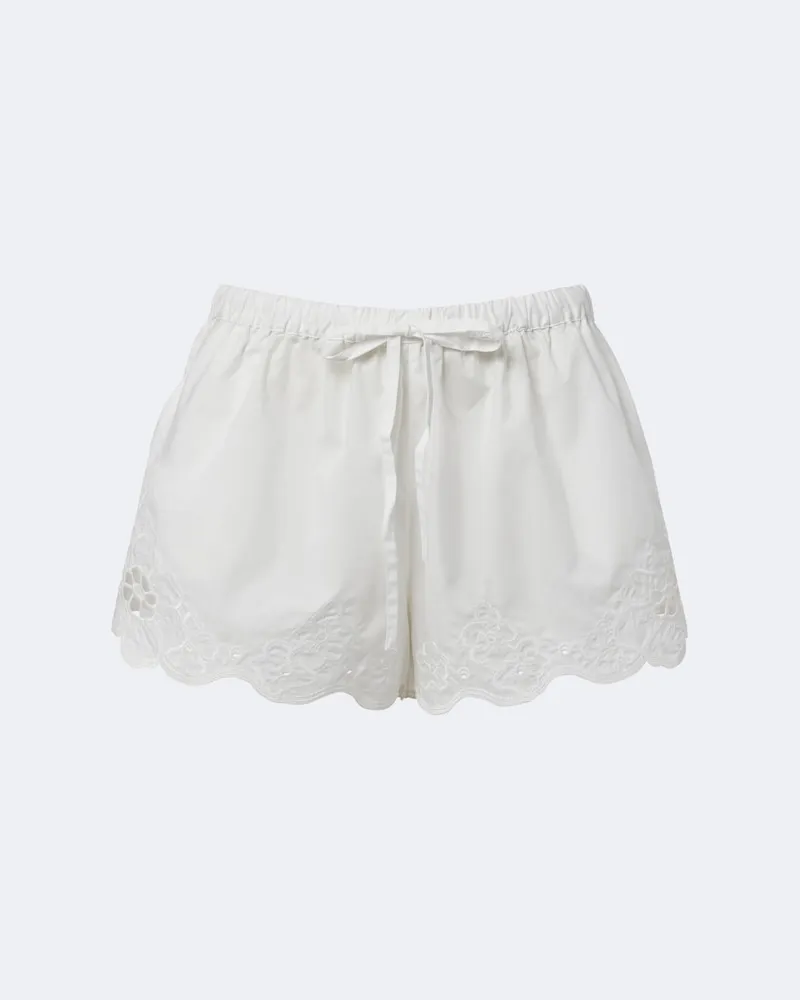 SIR Bestickte Shorts Klara aus Baumwolle Weiß