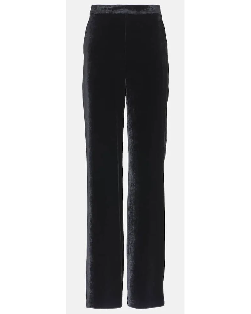 Etro Gerade Hose aus Samt Schwarz